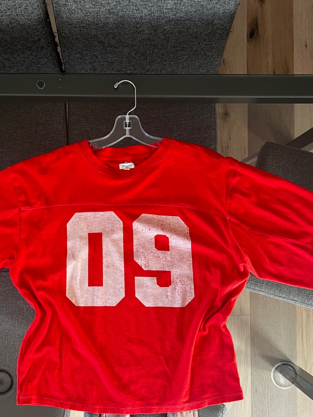 Pilcro Red longsleeve tee  with White '80' Graphic